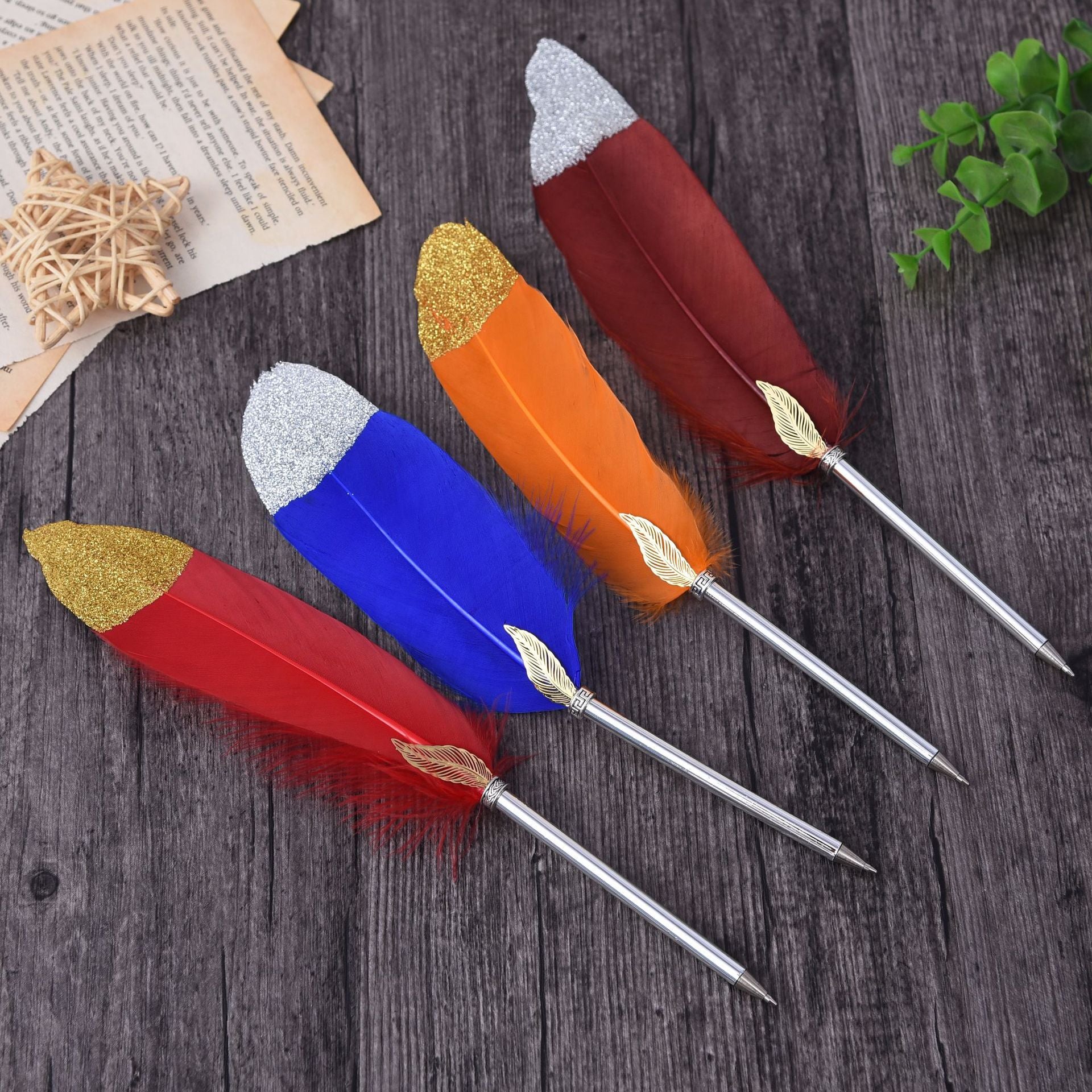 Wholesale Gold Powder Feather Gel Pen
